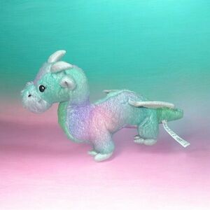 American Girl Crisella Dragon Plush Wellie Wishers Purple Blue Tie Dye 10"